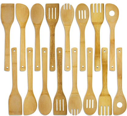 DEAYOU 16 PCS Bamboo Kitchen Utensils, Wood Spoons Spatula Set by DEAYOU
