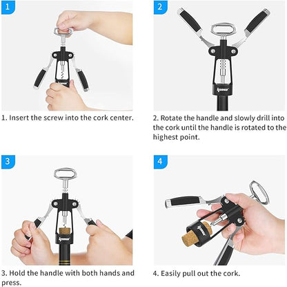 IPOW Wine Opener, Zinc Alloy Wine Bottle Opener, Wing Corkscrew Heavy Duty - Image 4