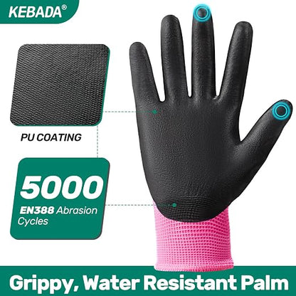 Kebada W1 Work Gloves Women, PU Coated Safety Gloves - Image 4