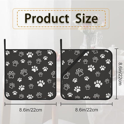 Cute Cat Dog Paw Pot Holder Set of 2, Heat Resistant Potholders Oven Hot Pads - Image 2
