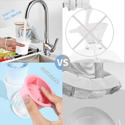 Round Ice Cube Molds 6 Pieces, Silicone Sphere Ice Mold Maker, Stackable Easy - Image 3