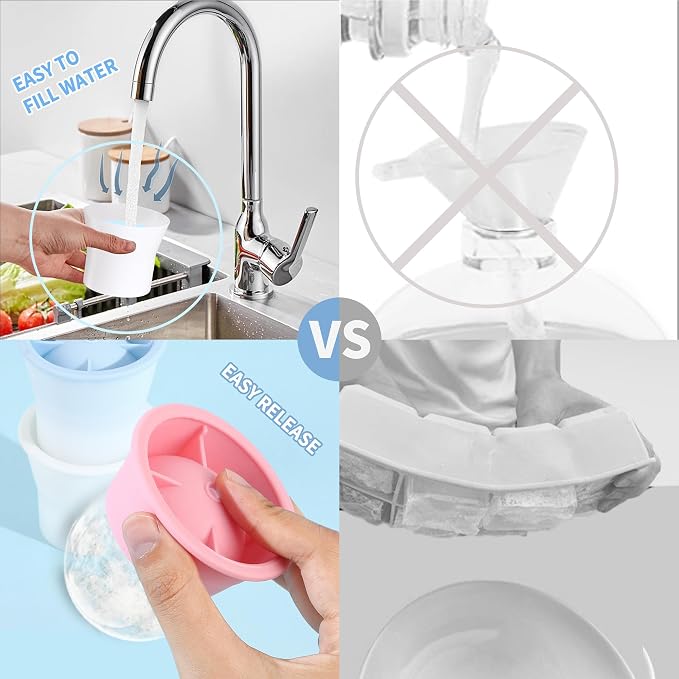 Ice Molds 4 PCS, Silicone Sphere Ice Mold Maker, Stackable Easy Release Circle - Image 3