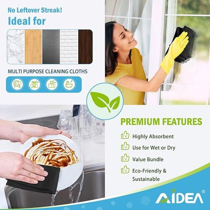 AIDEA Microfiber Cleaning Cloth Black 24PK, Microfiber Towels - Image 6