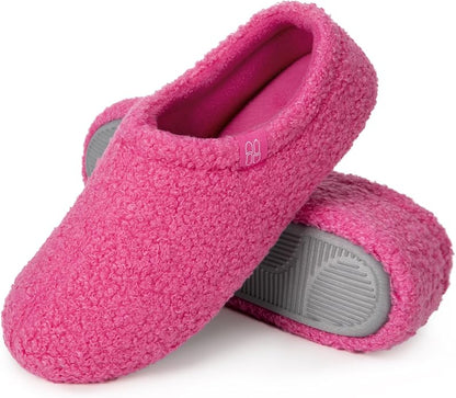 HomeTop Women's Fuzzy Curly Fur Memory Foam Loafer Slippers by HomeTop
