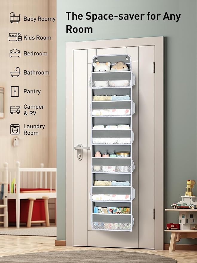 Yecaye 2 Pack Over The Door Organizer, 6-Tier Closet Door Hanging Organizer - Image 2