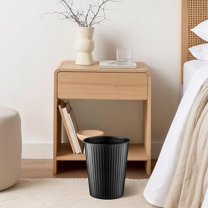 Monarch Abode Black Handcrafted Ridge Embossed Metal Wastebasket - Image 5