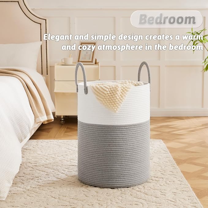 Laundry Basket, Woven Cotton Rope Laundry Hamper, 100L - Image 4