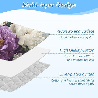 Rose Floral Purple and White Ironing Mat - Image 3