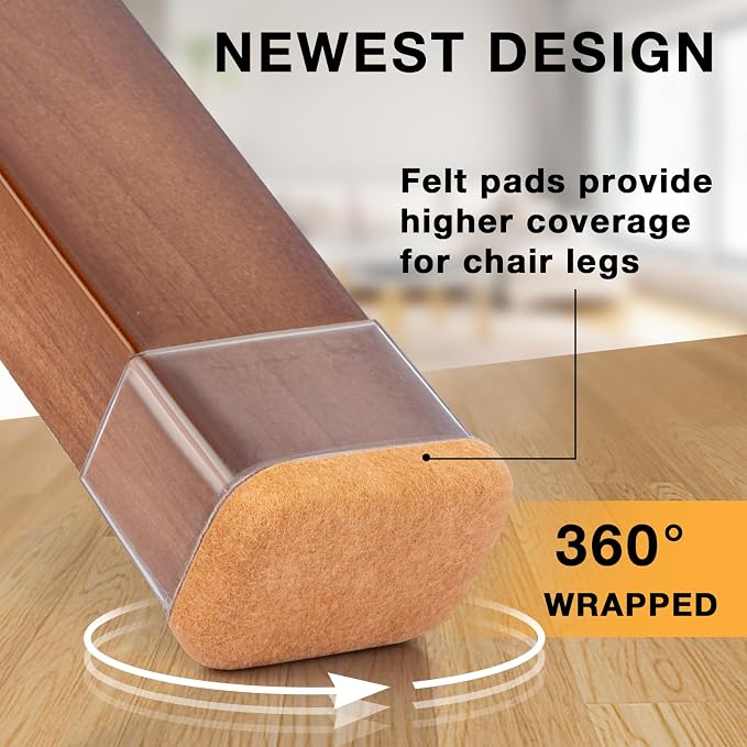 24 Pcs Rectangle Chair Leg Floor Protectors, Silicone Chair Leg Protectors - Image 2