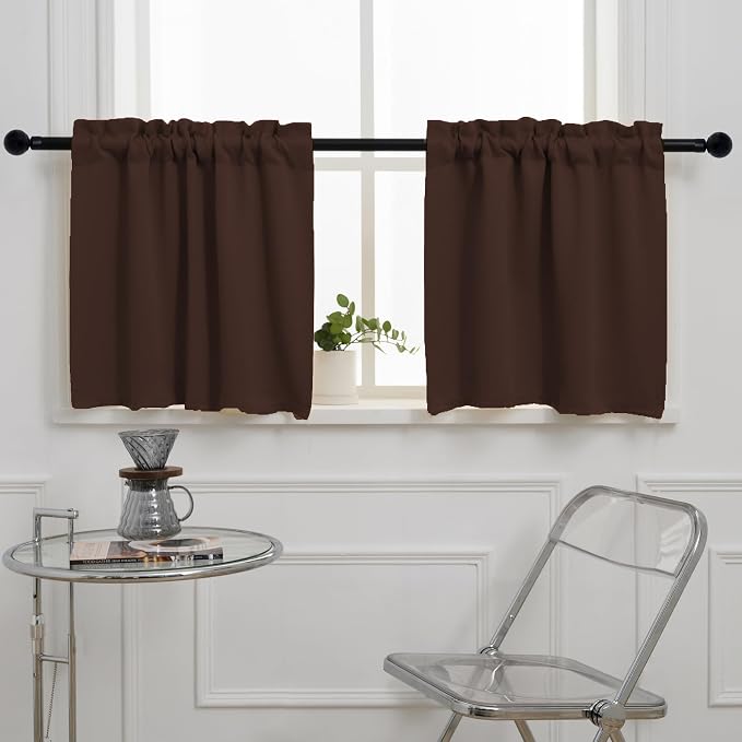 Pickluc Cafe Curtain 24 Inches Length, Rod Pocket Kitchen Curtain, Short by PICKLUC