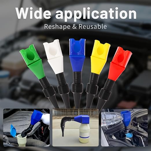 3-Pack Flexible Car Funnel for Oil Change, Retractable Snap-On Automotive Funnel - Image 6