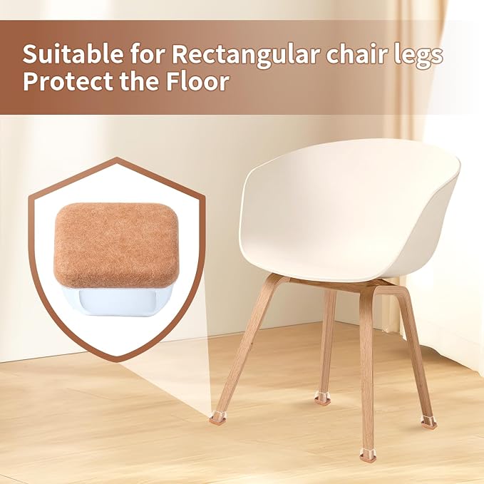 Ezprotekt 24 Pcs Rectangle Clear Felt Chair Leg Floor Protectors Caps - Image 5