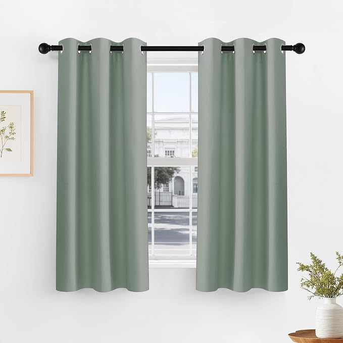 PONY DANCE Sage Green Blackout Curtains by PONYDANCE