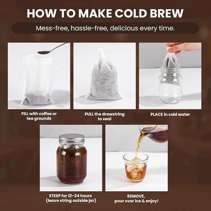 Cold Brew Bags, 6 * 8 Inch Fine Mesh Drawstring Pouches, Fits Mason Jars & - Image 6