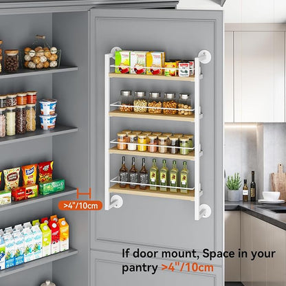 IBUYKE Spice Rack Wall Mount, 4 Tier Hanging Seasoning Organizer, Spice Rack - Image 4