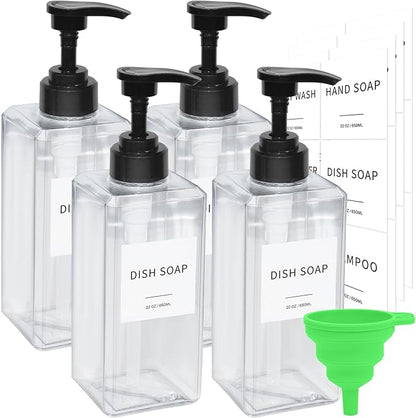 Clear Soap Dispenser with Waterproof Labels, Thickened Plastic Hand Soap by Lewistin