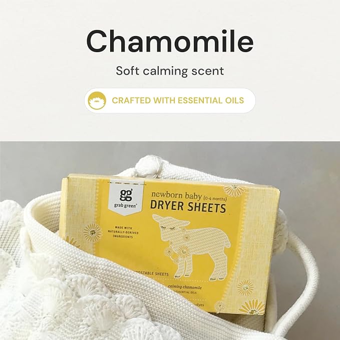 Grab Green Newborn Baby Dryer Sheets, 120 Sheets, Chamomile Scent, Plant and - Image 4
