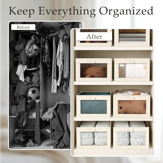 Criusia Linen Closet Organizers and Storage, 8 Pack Large Linen Closet Baskets - Image 2