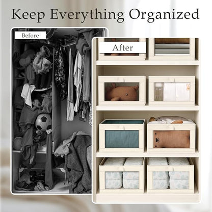 Criusia Linen Closet Organizers and Storage, 8 Pack Large Linen Closet Baskets - Image 2