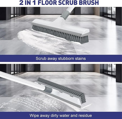 Floor Scrub Brush with 60 inch Long Handle, 2 in 1 Heavy Duty Stiff Bristle - Image 4