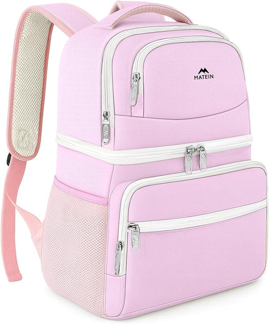 MATEIN Cooler Backpack, 26 Cans Insulated Lunch Backpack for Men Women, Leakproof Double Layer Lunch Cooler Bag Lightweight Soft Lunch Backpack with Cooler Compartment, Beach Camping Hiking Beer Gifts