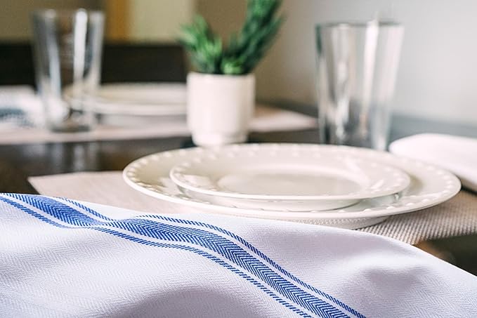 Dish Towels Set (Value Pack of 45) Size 15x25 Inch, 100% Cotton Soft & Absorbent Linen Kitchen Towels, Tea Towels, Reusable Cleaning Cloths for Household Cleaning (Blue)
