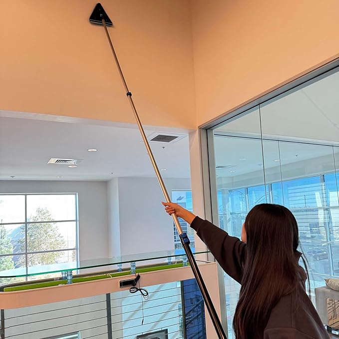 25 Feet High Ceilings Baseboard Wall Cleaner Mop with 18 Ft Extension Pole, Cobweb Duster, Window Cleaning Squeegee Kit (18ft)