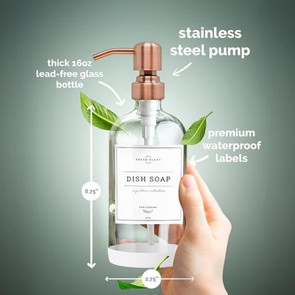 Vine Creations Clear Glass Soap Dispenser, 2 Pack Kitchen Soap Dispenser Set - Image 6
