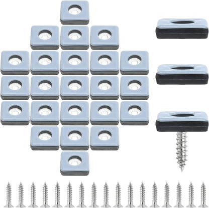 24pcs 1" Screw on Furniture Sliders, Teflon Chair Leg Slides, Square Furniture by suiwotin