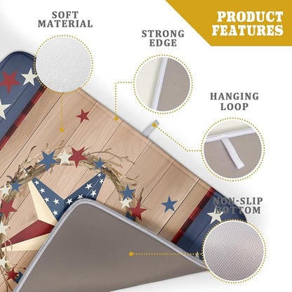 4th of July Dish Drying Mat for Kitchen Counter Patriotic Farmhouse Rustic - Image 4