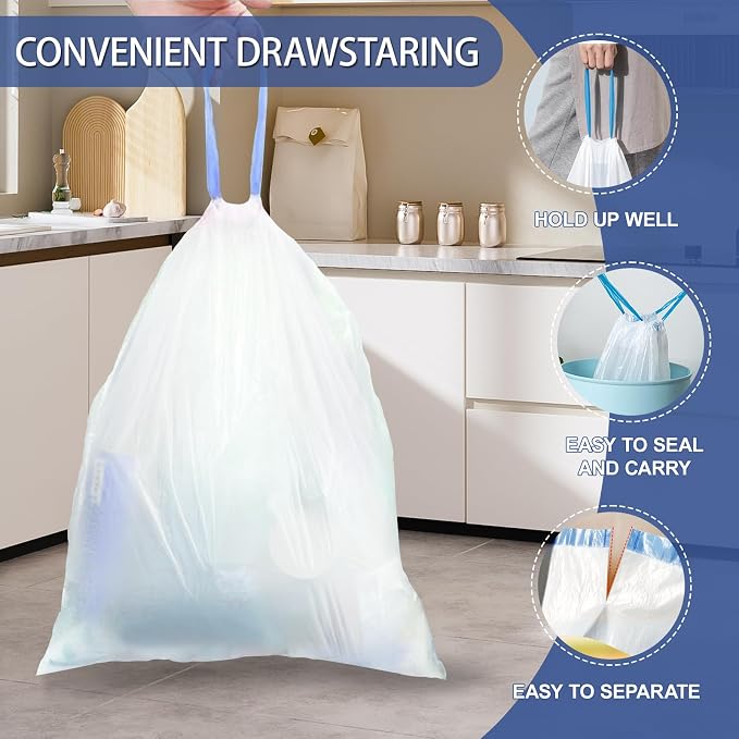 240 Count 4 Gallon Small Trash Bags Drawstring 1.1 Mil - Image 4