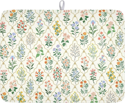 Floral Dish Drying Mat for Kitchen Counter Spring Summer Wild Flowers Diamond by Unknown