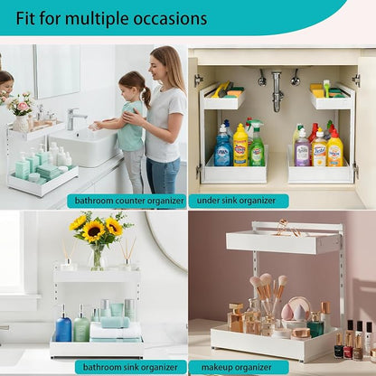 Under Sink Organizer, Bathroom Counter Organizer, 2 Packs 2-Tier Metal - Image 6