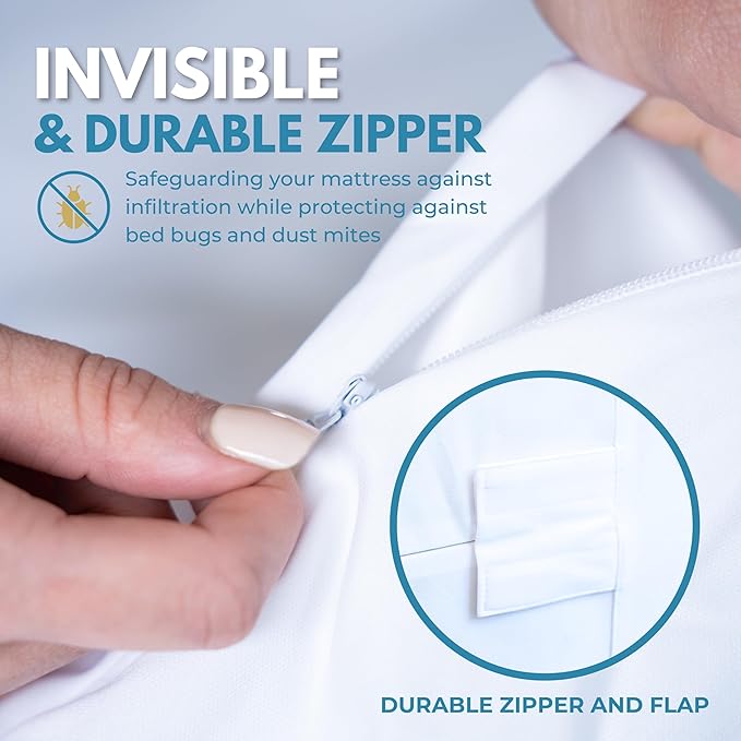 Queen Size 60x80” Premium Waterproof Zippered Mattress Encasement, 100% Cotton - Image 4