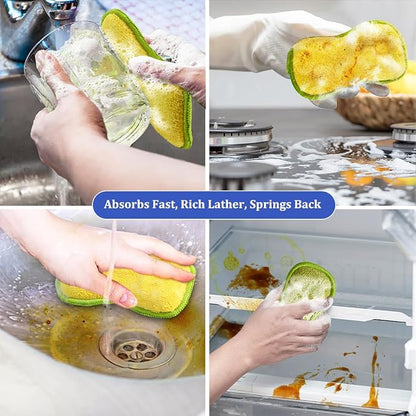Dish Sponges Kitchen, 12 Pack Multi-Purpose Microfiber Scrub Sponge - Image 3