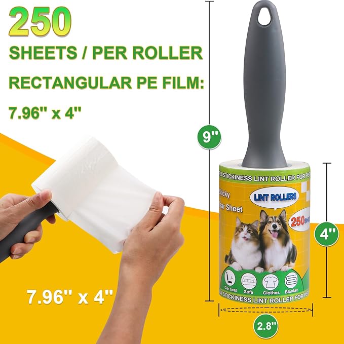 Lint Rollers 2 Pack for Pet Hair 500 Sheets Extra Sticky Pet Hair Remover for - Image 2