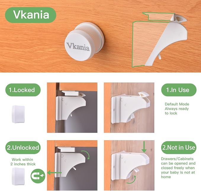 20 Pack Vkania Magnetic Cabinet Locks Baby Proofing - Image 5