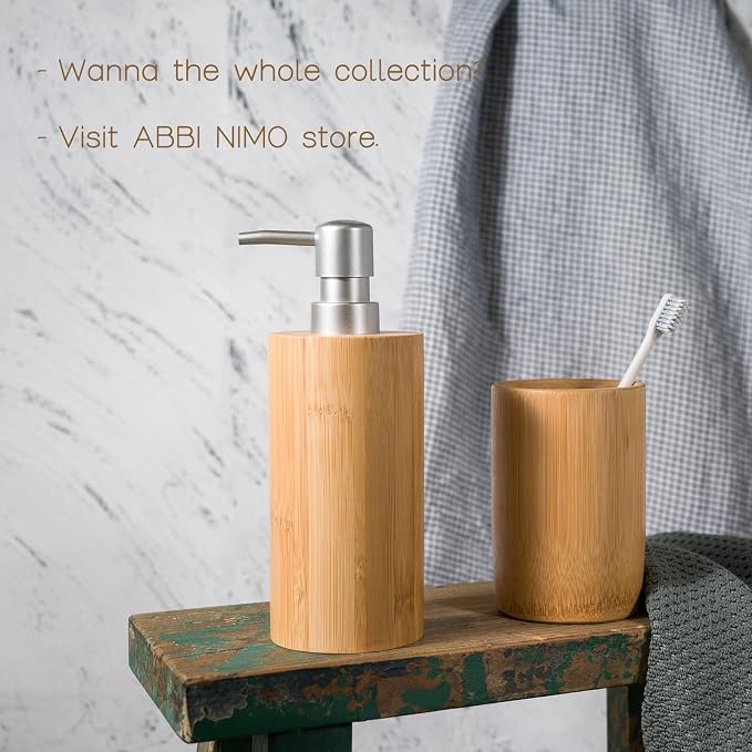 2 Pack Natural Bamboo Liquid Soap Dispensers, 10 oz Refillable Bottles - Image 4