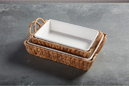 Mud Pie Hyacinth Basket Set, small baker 7" x 11" | large baker 13" x 18 1/2" - Image 2