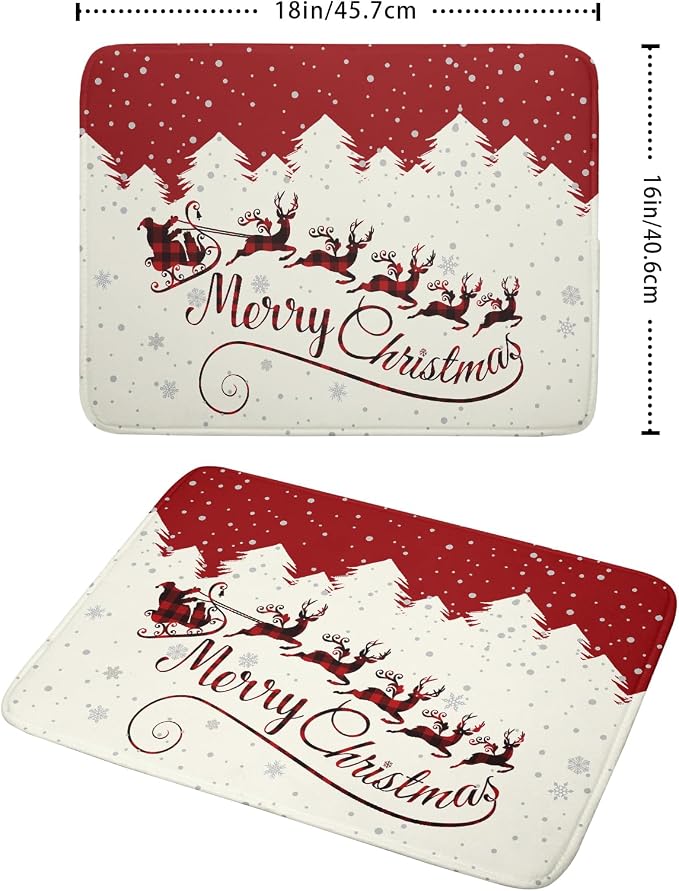 Christmas Moose Dish Drying Mat 16x18 Inch Cute Christmas Elk Drying Mat - Image 2