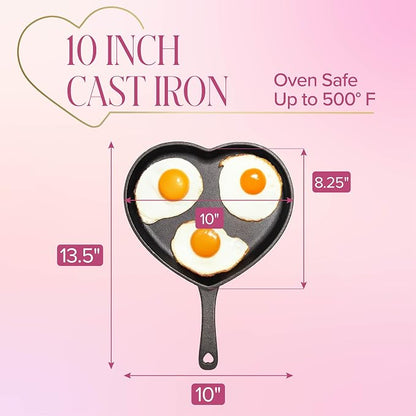 Paris Hilton Pre-Seasoned Cast Iron Heart Skillet Pan, Heavy-Duty Frying Pan - Image 6