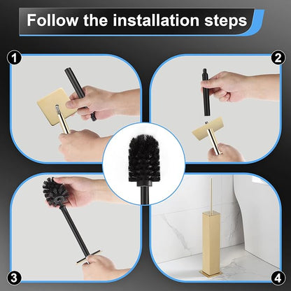 BVL Toilet Brush and Holder Set Gold Stainless Steel 304 Square Freestanding - Image 5