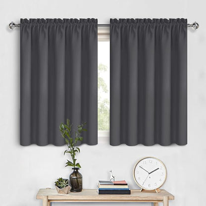 DWCN Short Blackout Curtains 36 inches Length 2 Panels Set, Half Window Rod by DWCN