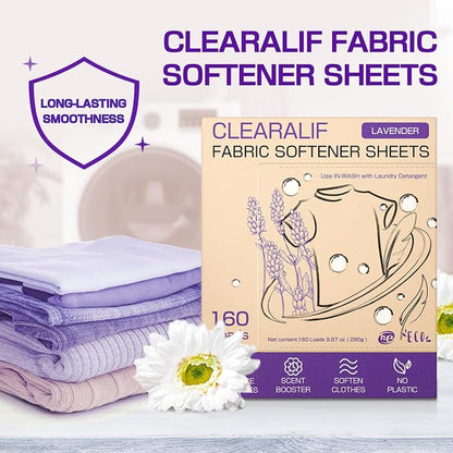 CLEARALIF laundry Fabric Softener Sheets, Lavender Scent, 160 Loads, Eco - Image 2