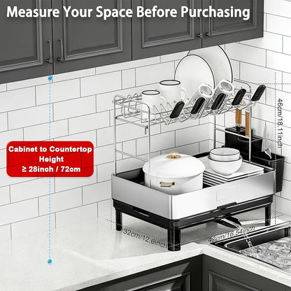 Ewaiira Dish Drying Rack, 2 Tier Large Dish Rack, Stainless Steel Dish Drainer - Image 5