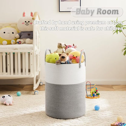 Laundry Basket, Woven Cotton Rope Laundry Hamper, 100L - Image 3