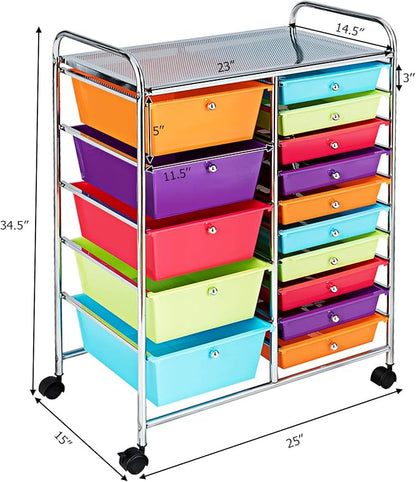 GOFLAME 15-Drawer Rolling Storage Cart, Utility Cart - Image 3
