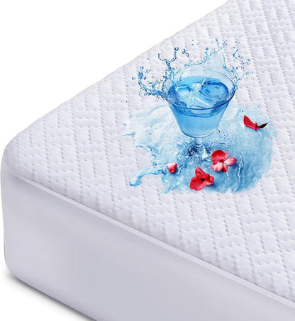 Hanherry 100% Waterproof Mattress Protector California King Size, Mattress Pad by Hanherry