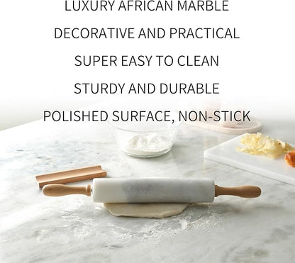 Koville Marble Rolling Pin, Non-Stick African Stone Polished Dough Roller - Image 3