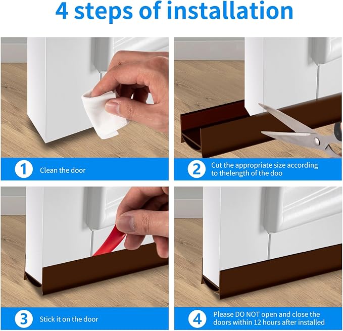 2 Pack Door Draft Stopper, 39” Length Cuttable Under Door Seal, Strong Adhesive - Image 6